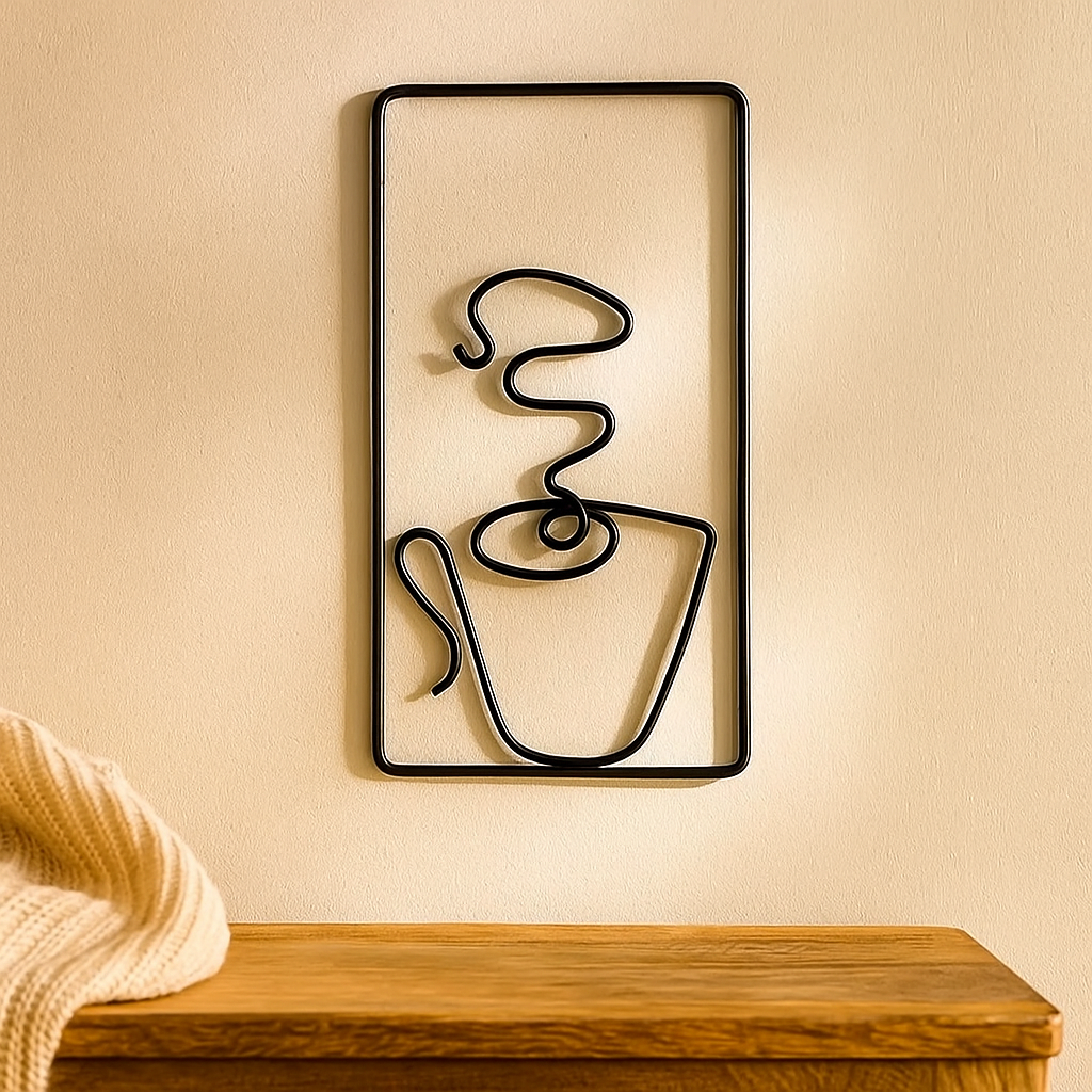 CaféCharm – Leichte Wandkunst mit Kaffeetasse für den Innen- und Außenbereich