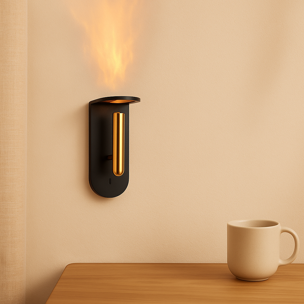NordiFlame – Einstellbare nordische LED-Wandlampe mit Flammeneffekt