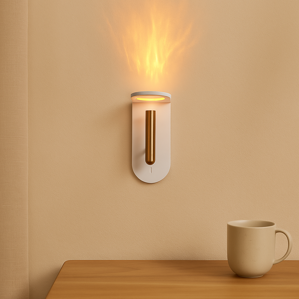 NordiFlame – Einstellbare nordische LED-Wandlampe mit Flammeneffekt