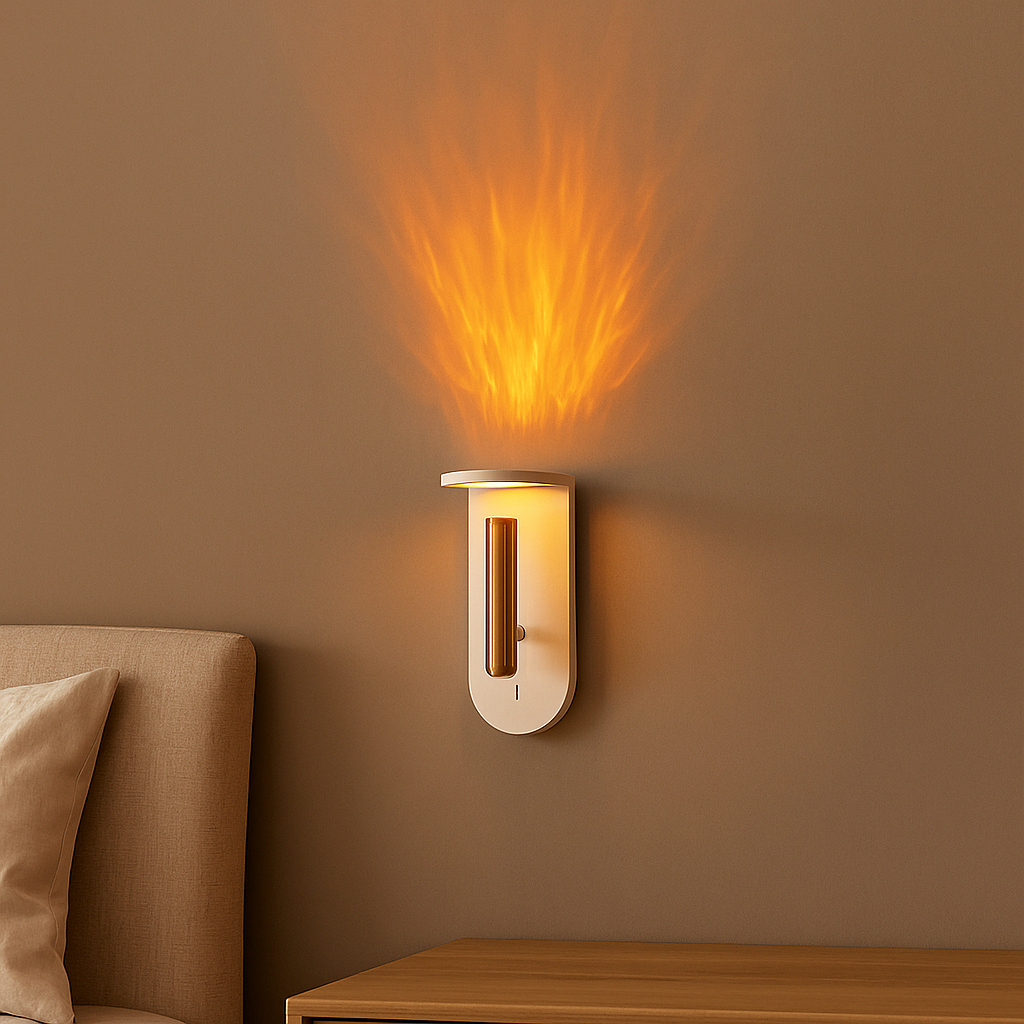 NordiFlame – Einstellbare nordische LED-Wandlampe mit Flammeneffekt
