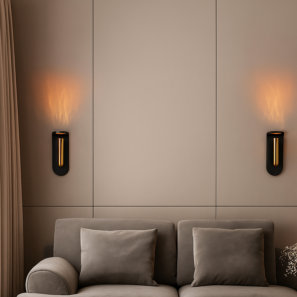 NordiFlame – Einstellbare nordische LED-Wandlampe mit Flammeneffekt