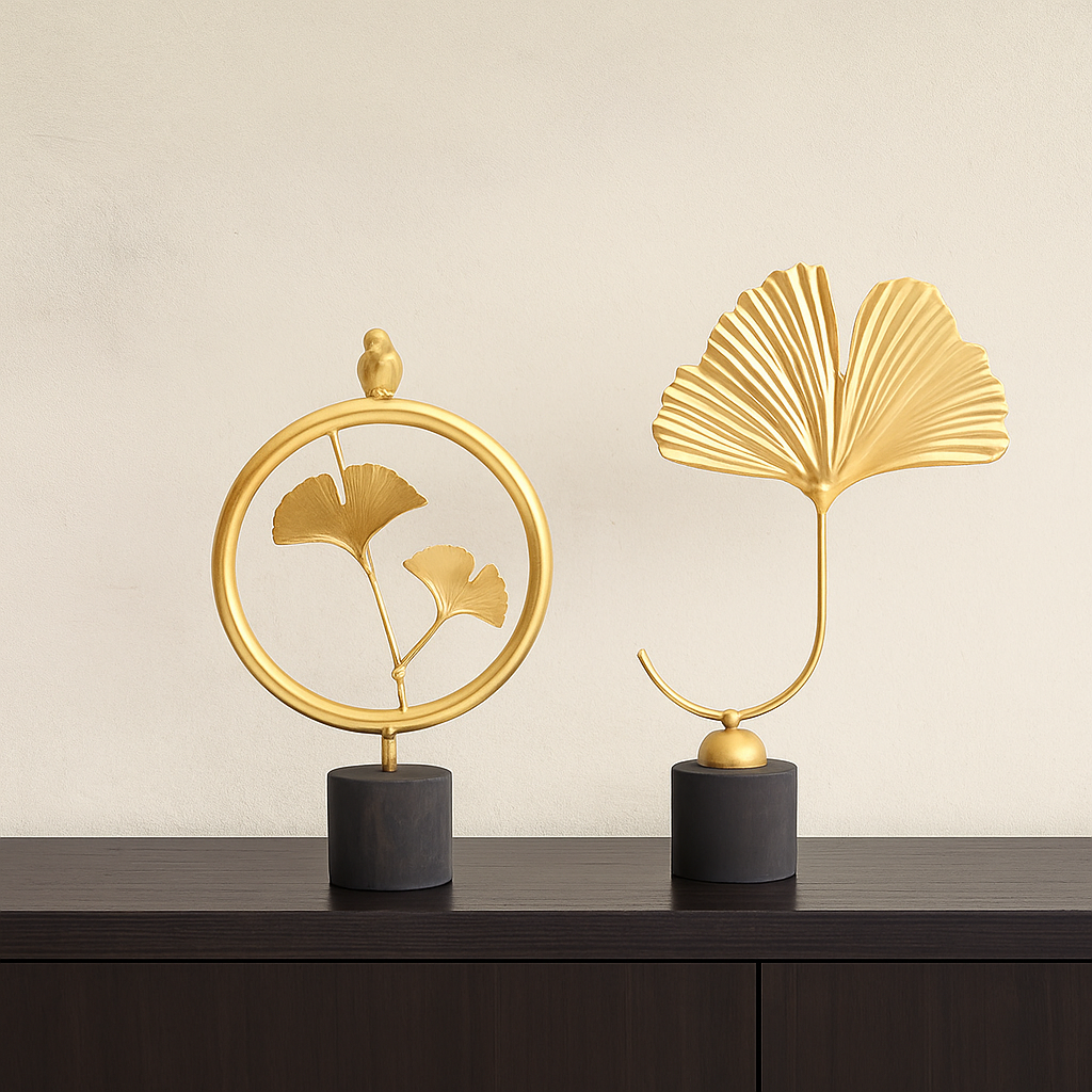 GoldenGrove – Minimalistische Ginkgoblatt-Skulptur für eleganten natürlichen Charme