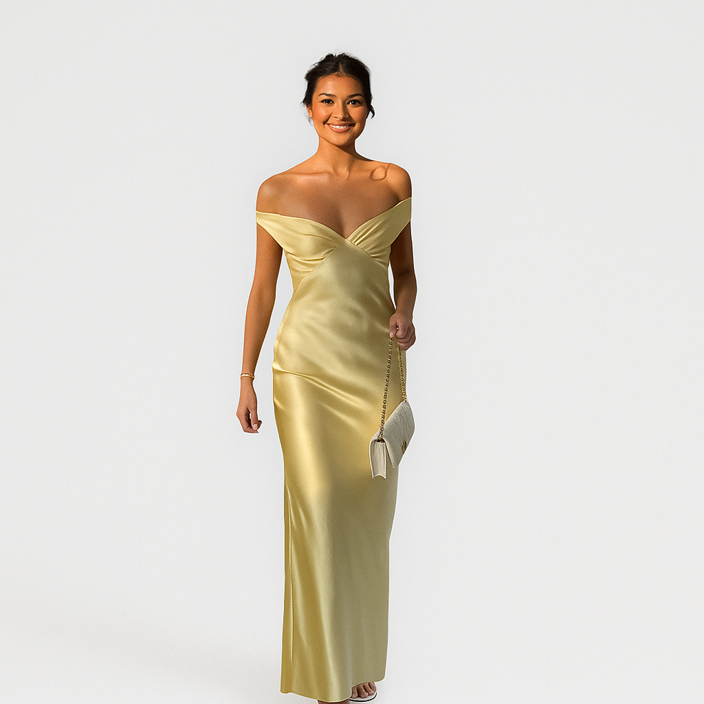 Marcelline – Schulterfreies Abendkleid aus Satin