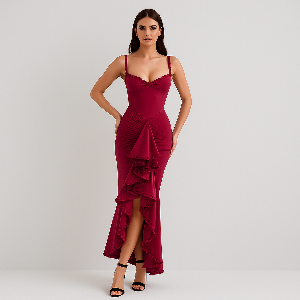 Selene – Rüschenschößchen Partykleid mit Ruffle