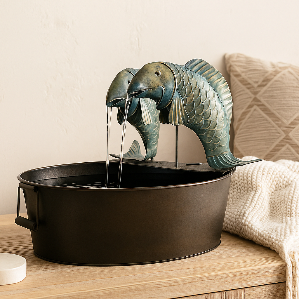 Tierfiguren | Bezaubernder Wasserfall-Brunnen für draußen