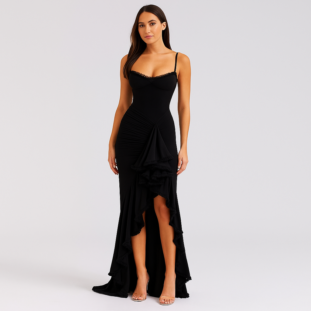Selene – Rüschenschößchen Partykleid mit Ruffle