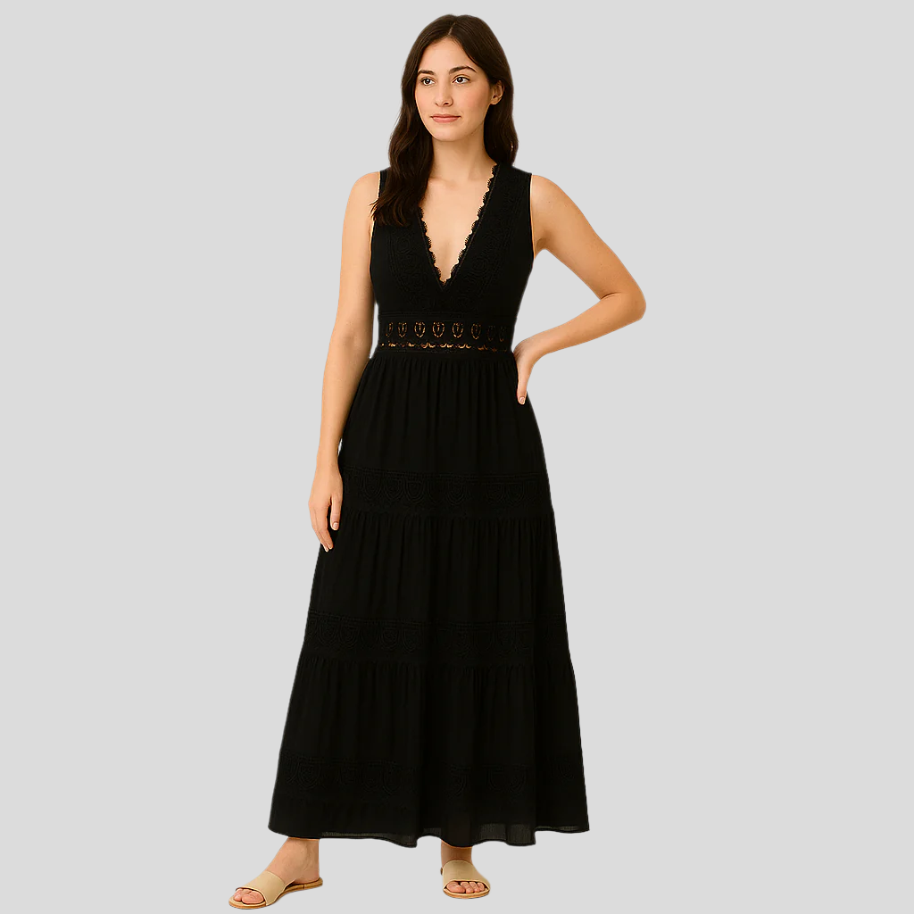 Loisa – Kleid mit V-Ausschnitt und Spitzenkante