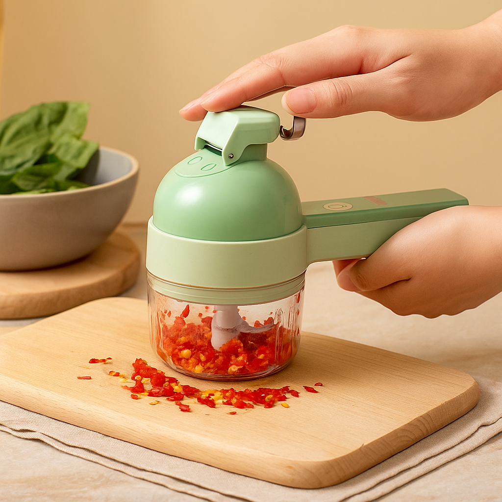 PrepMate – 4-in-1 handbetriebener Küchenvorbereiter für vielseitige Küchenvorbereitungen