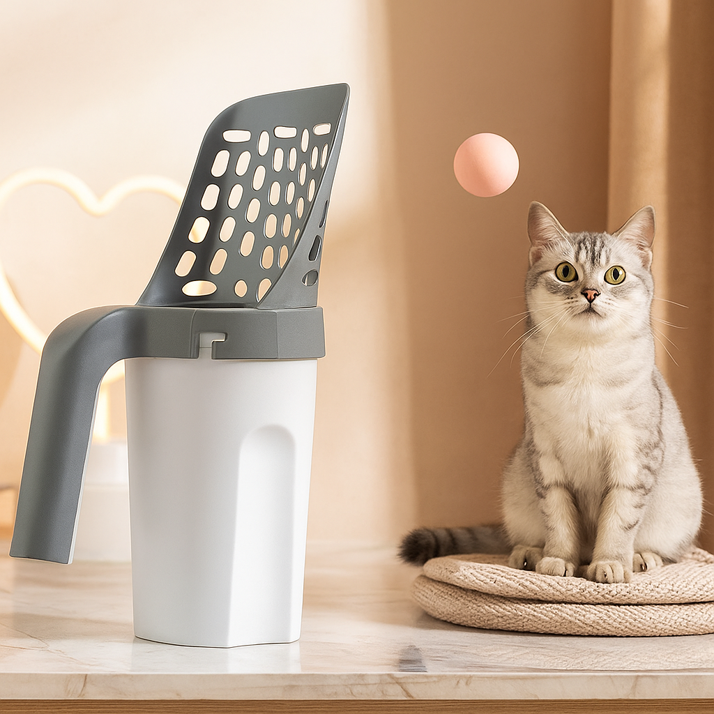 PurrScoop – Selbstreinigender Katzenklo mit integriertem Spender für Abfalleimerbeutel