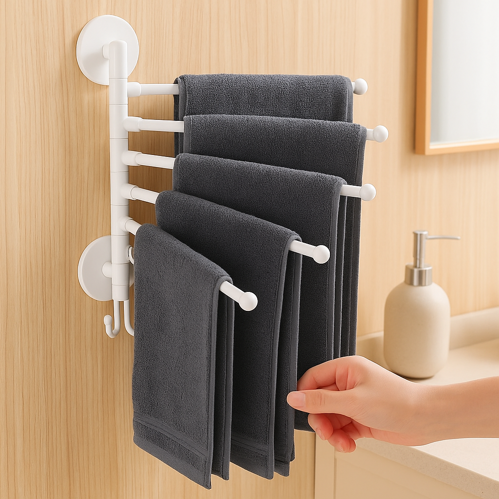 FlexiRack – Faltbare, rotierende Wandhalterung und Handtuchhalter