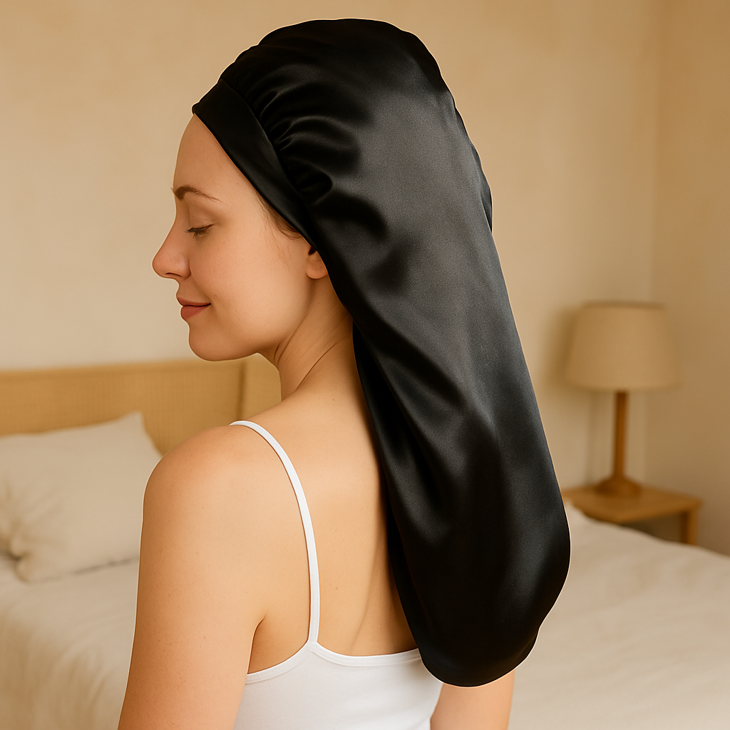Elina Seide Nachtmütze – Extra Große Satinhaube zum Haarschutz | 1+1 Gratis