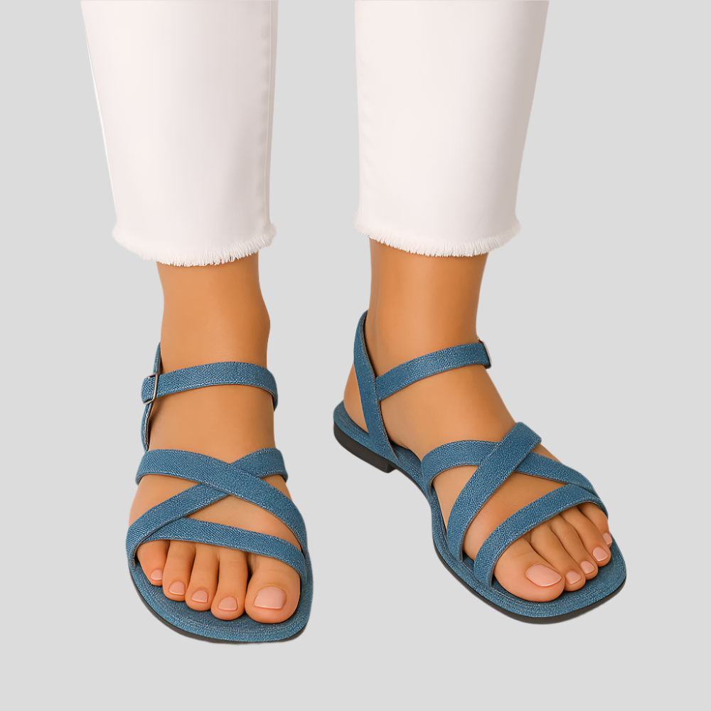 Azana Damen Blaue Flache Sandalen – Chic Komfort für Sommertage