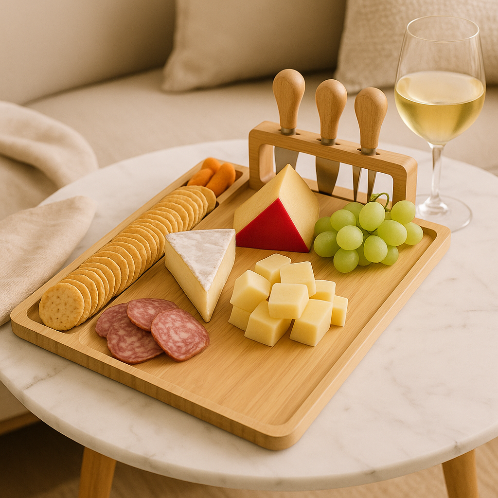 Holz-Serviertafel mit Messer und Gabel – Elegantes Servierbrett für Küche oder Esszimmer