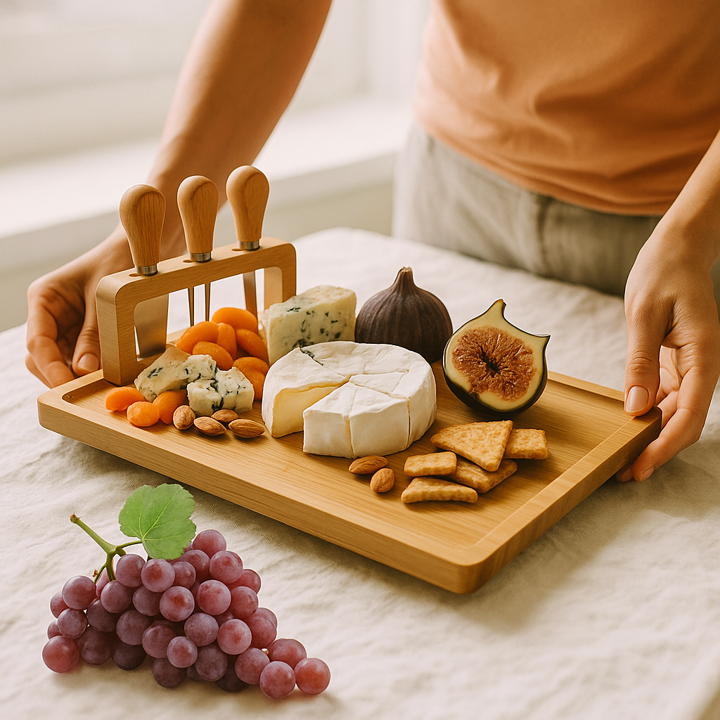 Holz-Serviertafel mit Messer und Gabel – Elegantes Servierbrett für Küche oder Esszimmer