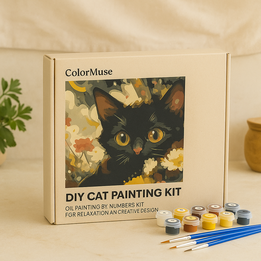 ColorMuse DIY Katzenmalset – Ölfarben nach Zahl Set für Entspannung und kreative Gestaltung