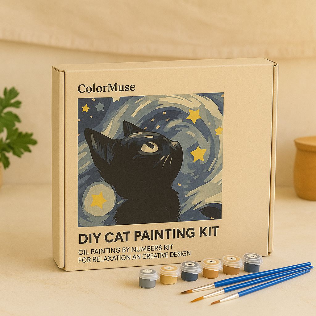 ColorMuse DIY Katzenmalset – Ölfarben nach Zahl Set für Entspannung und kreative Gestaltung