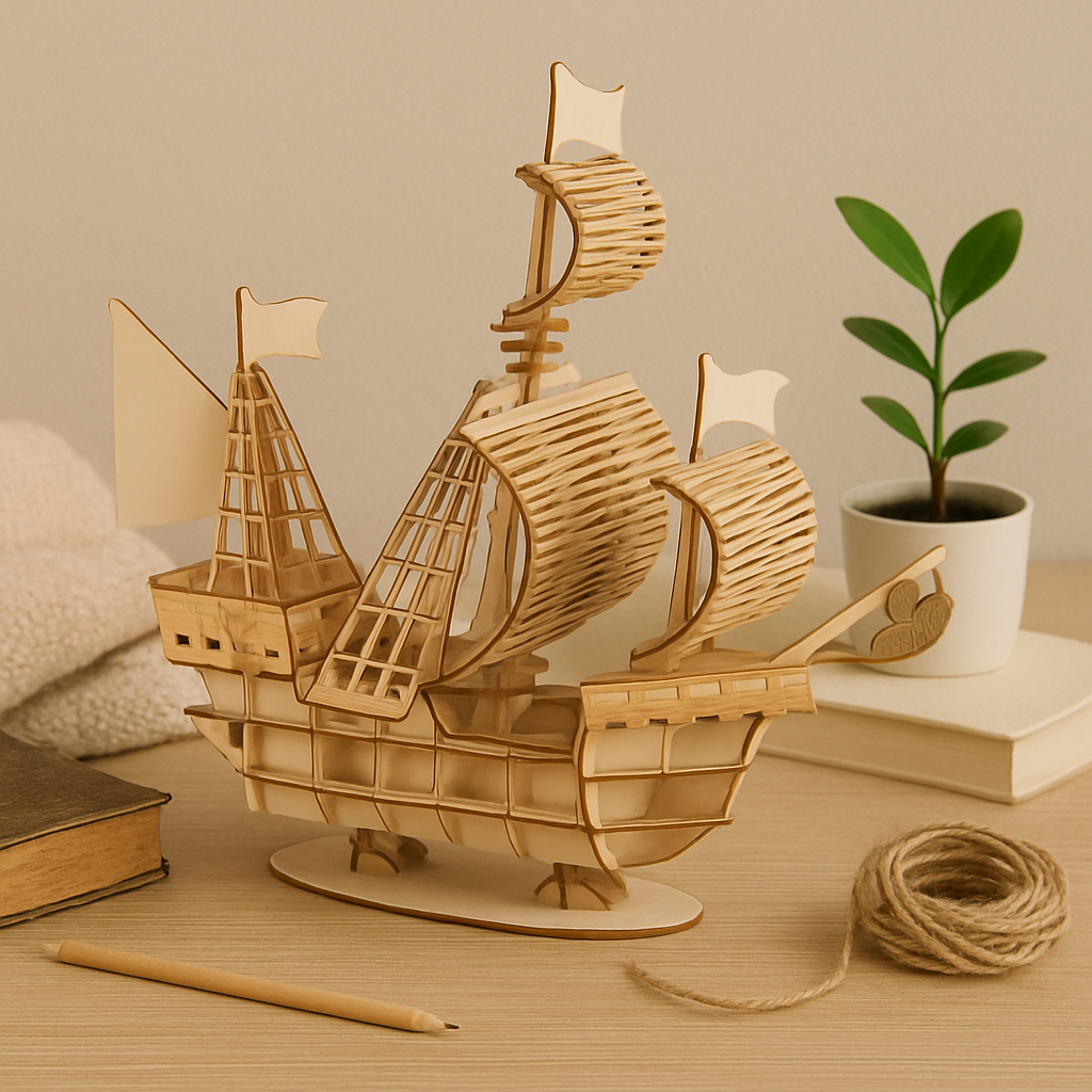 SailCraft 3D DIY-Holzsegelboot-Puzzleset – Dekorationsset für Zuhause und Büro