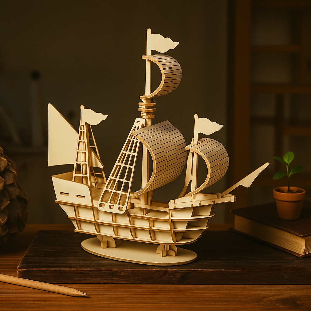 SailCraft 3D DIY-Holzsegelboot-Puzzleset – Dekorationsset für Zuhause und Büro