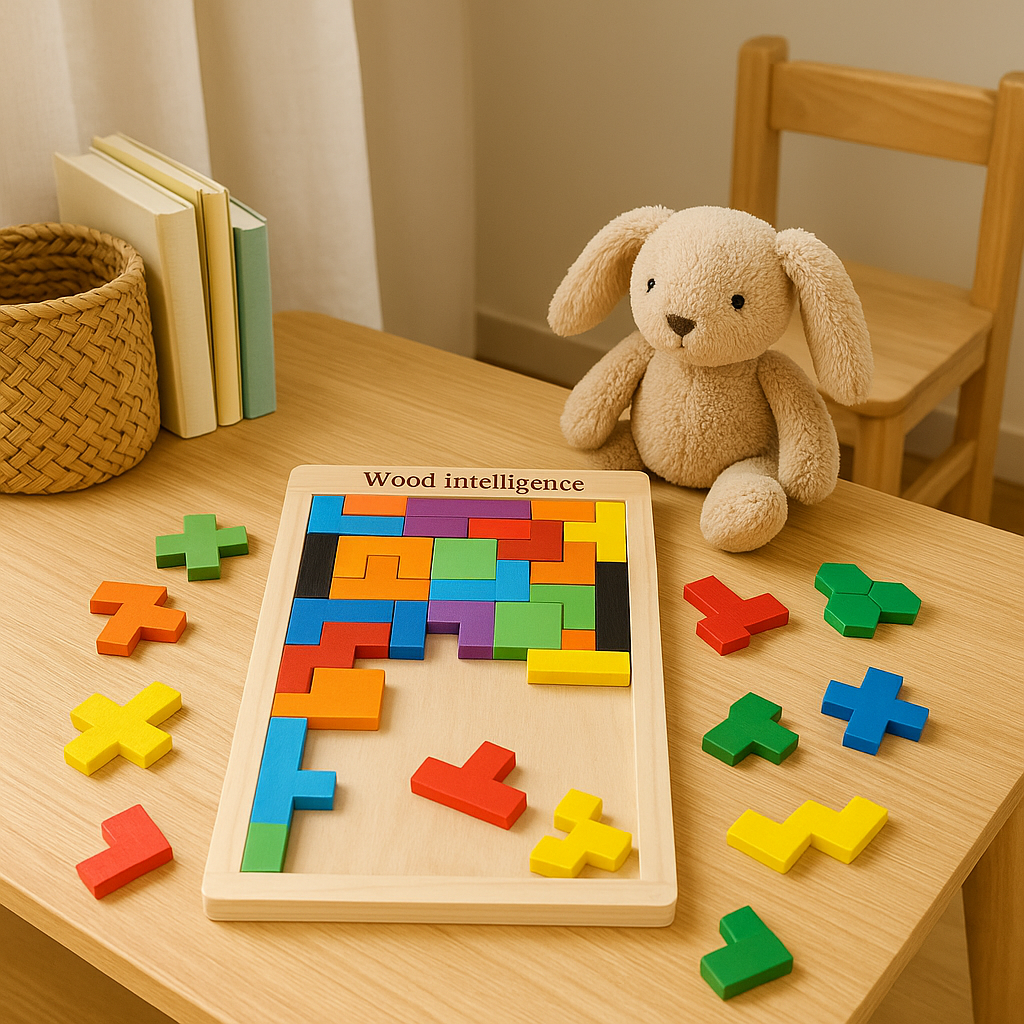 BrightBlocks 3D-Holz Tangram Puzzle für Kinder – STEM Geisteswringer