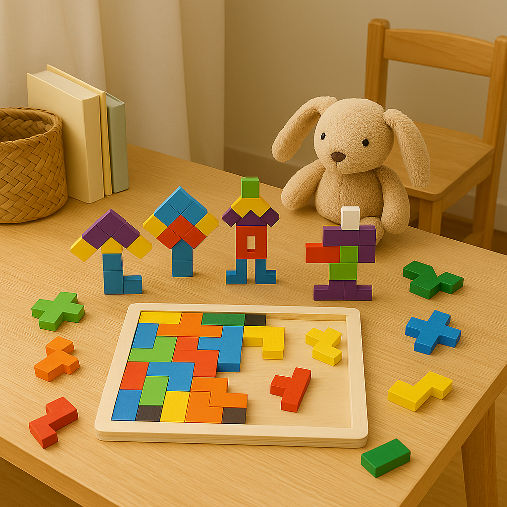 BrightBlocks 3D-Holz Tangram Puzzle für Kinder – STEM Geisteswringer