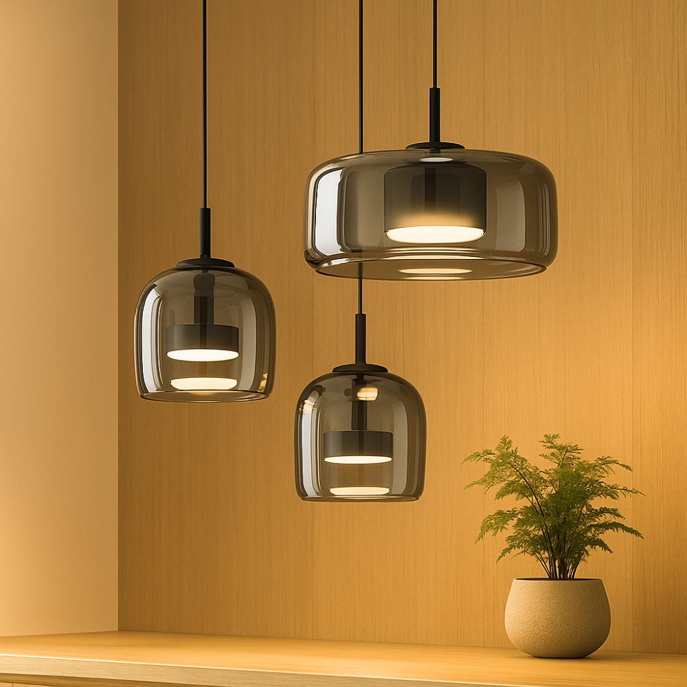 ClaraGlow Moderne Glaspendellampe – Elegante Beleuchtung für modernes Interieur