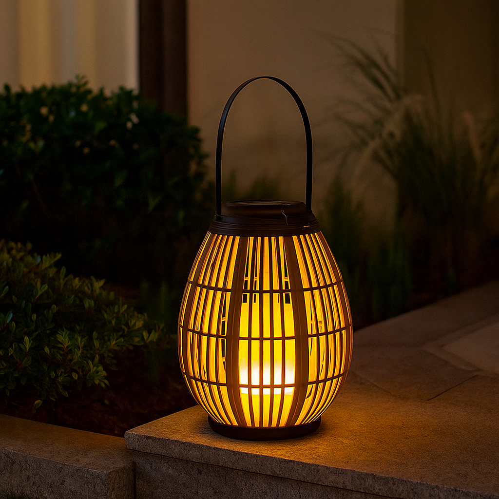SunWeave Solarlaterne aus Rattan – Elegante Beleuchtung für die Außendekoration