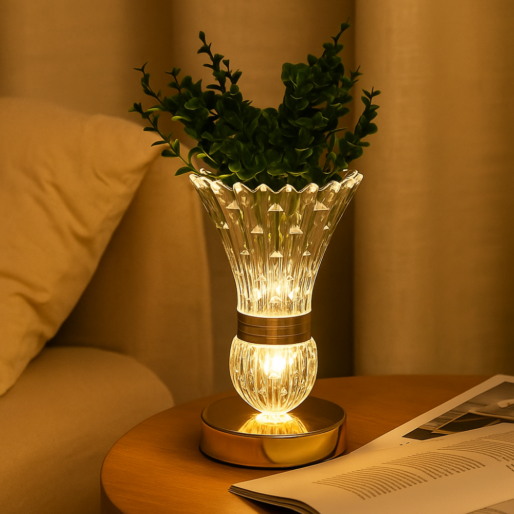 CrystalGlow elegante LED-Bordlampe – Dimmbares Licht für umgebende Eleganz