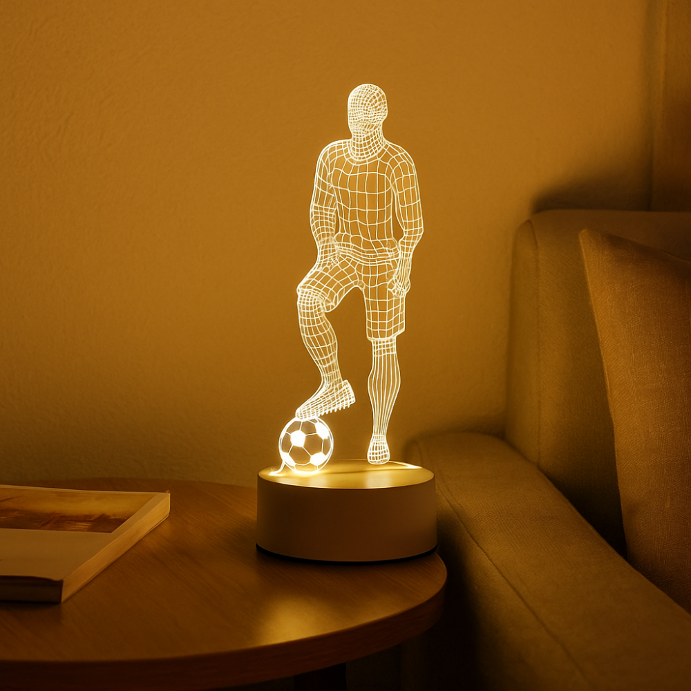 StrikerLite 3D Fußballspieler LED-Tischlampe – Sportliche Lichtillusion Dekoration