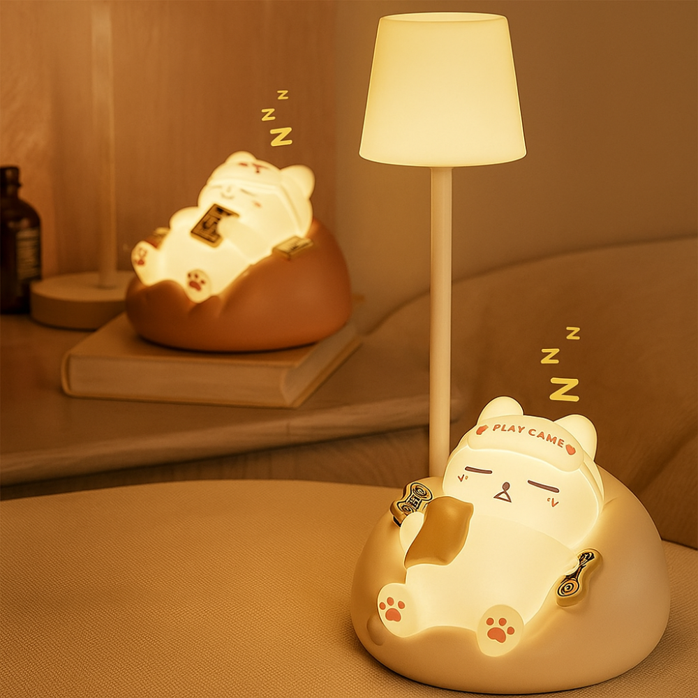 LumaKitty Weiche LED-Katzen-Nachtlampe – USB-wiederaufladbare Bettlampe