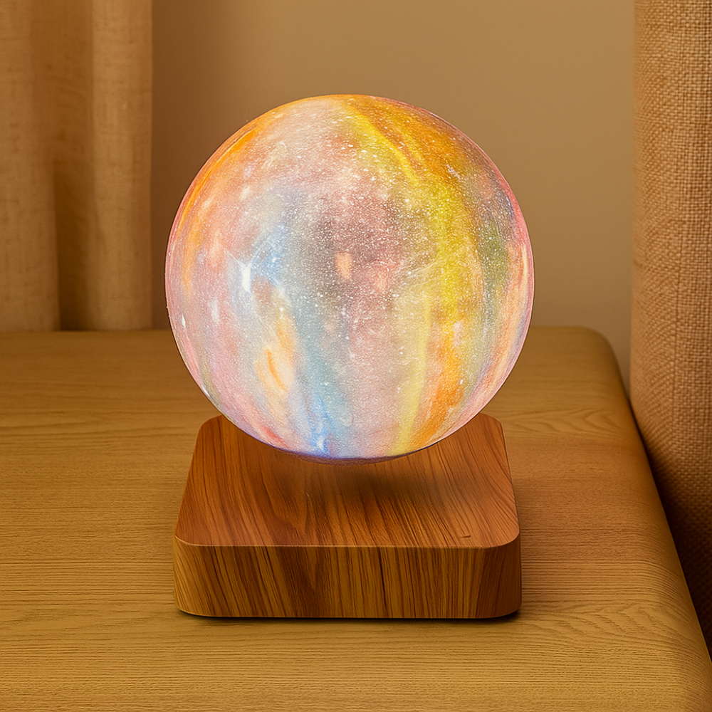 GlowSphere Orbit Lampe – Schwebendes 3D-Mondlicht mit magnetischer Levitation