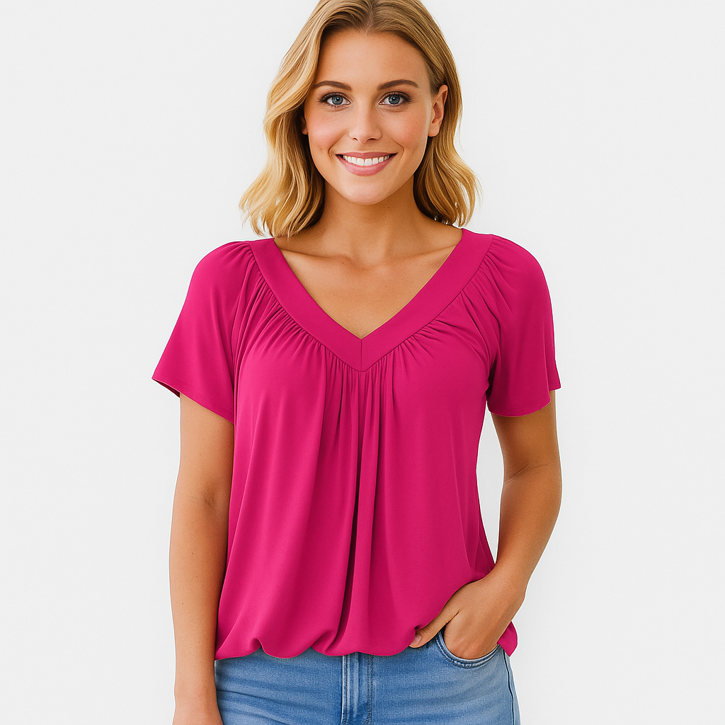 Malia – Saisonbluse mit plissiertem Vorderteil