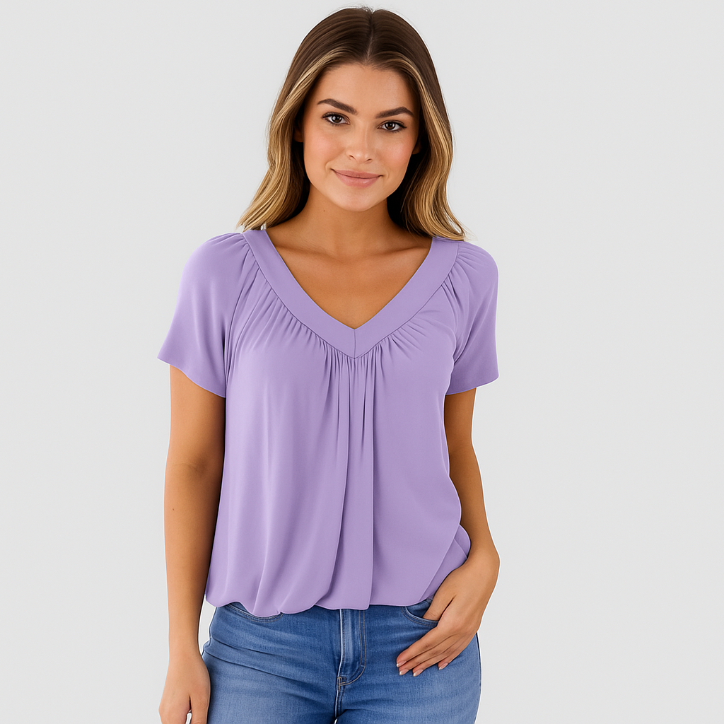 Malia – Saisonbluse mit plissiertem Vorderteil