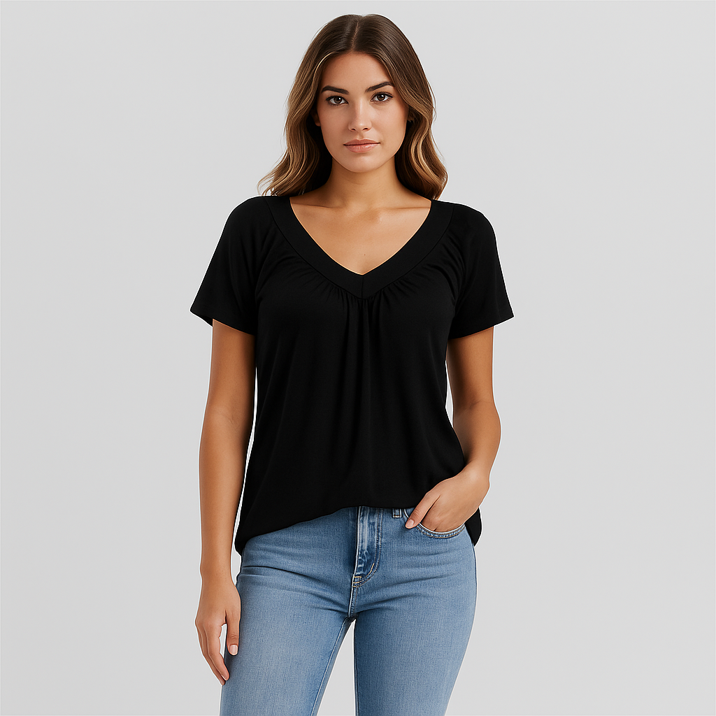 Malia – Saisonbluse mit plissiertem Vorderteil