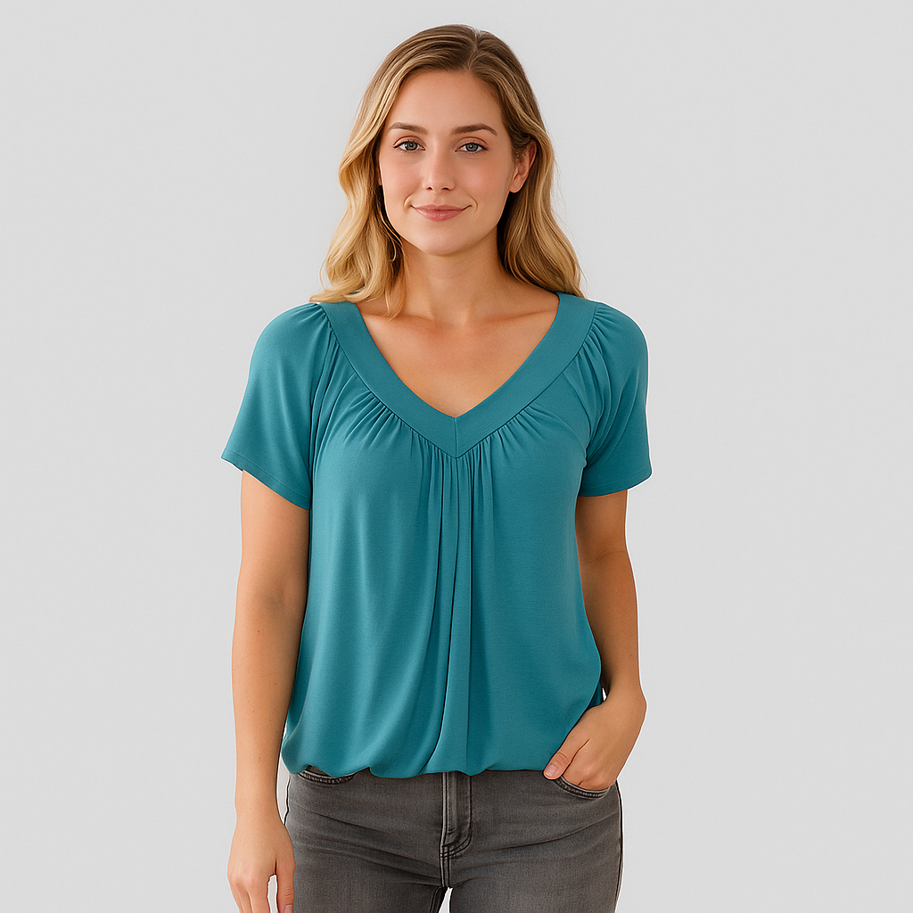 Malia – Saisonbluse mit plissiertem Vorderteil