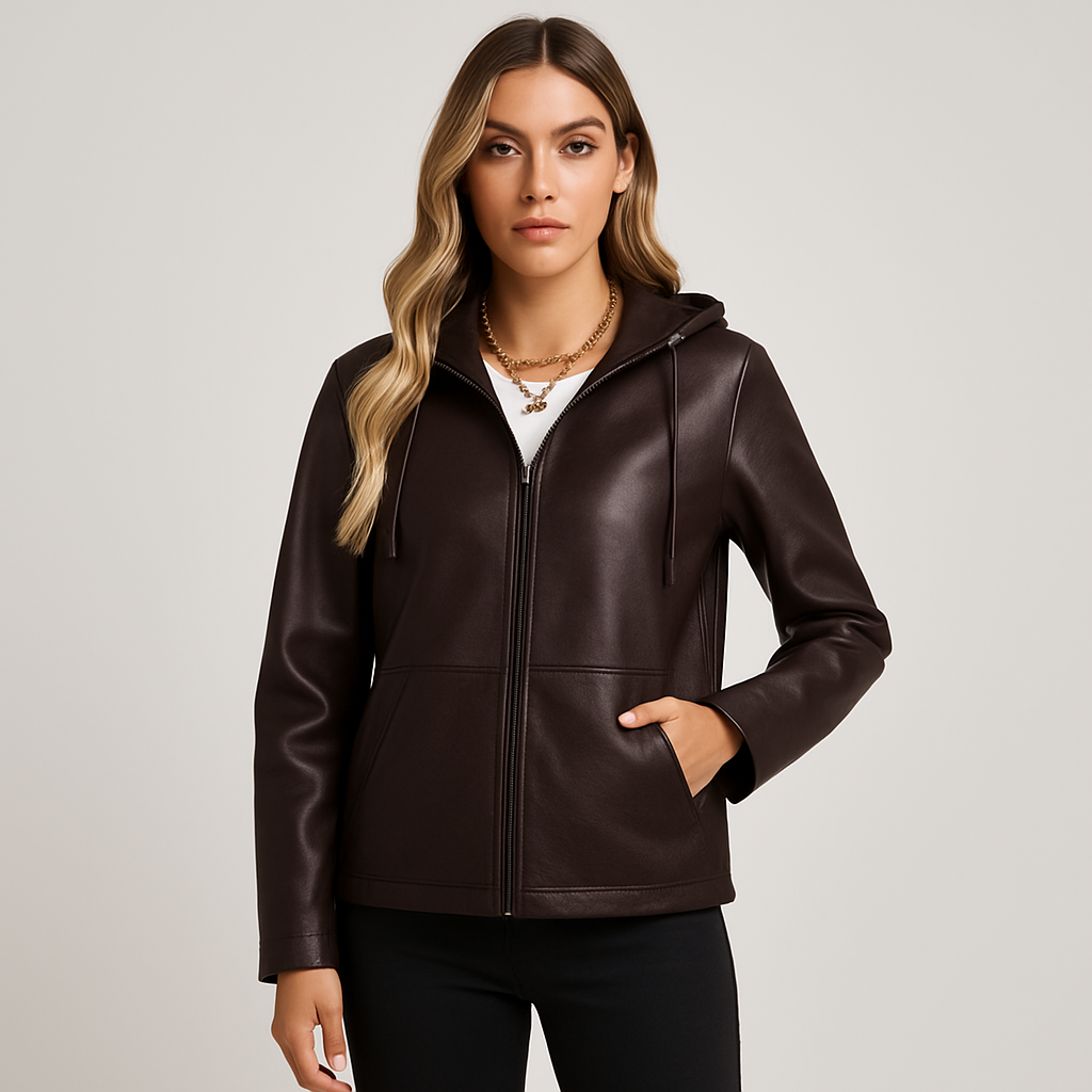 Nora | Vintage Damenjacke mit Kapuze und Reißverschluss