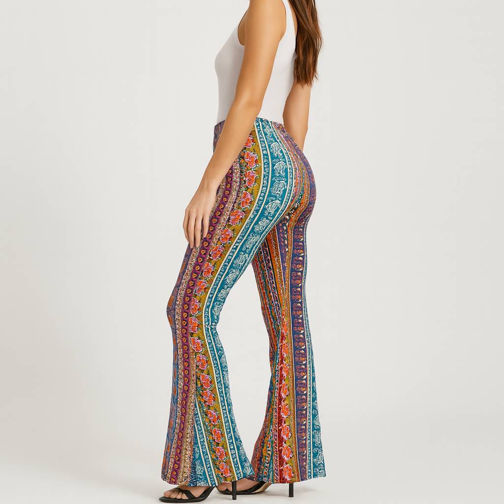 Chelsea – Boho-Schlaghose für Damen – Allover-Print, Slim Fit