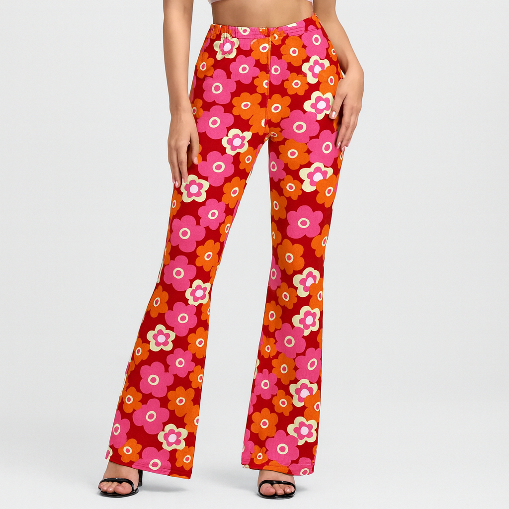 Chelsea – Boho-Schlaghose für Damen – Allover-Print, Slim Fit