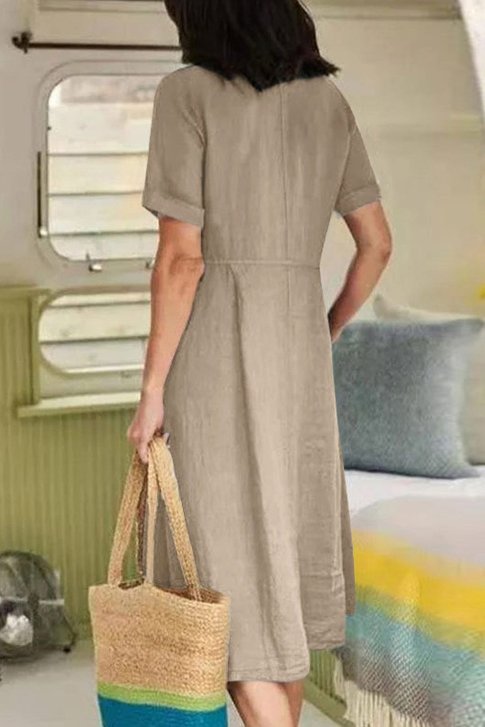 Kurzes, ärmelloses Midi-Kleid für Frauen