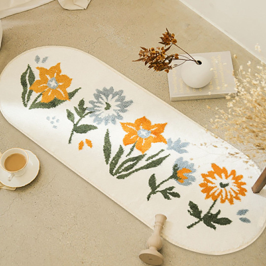 BlossomHaven - Eleganter ovaler Teppich mit Blumencharme für jeden Raum