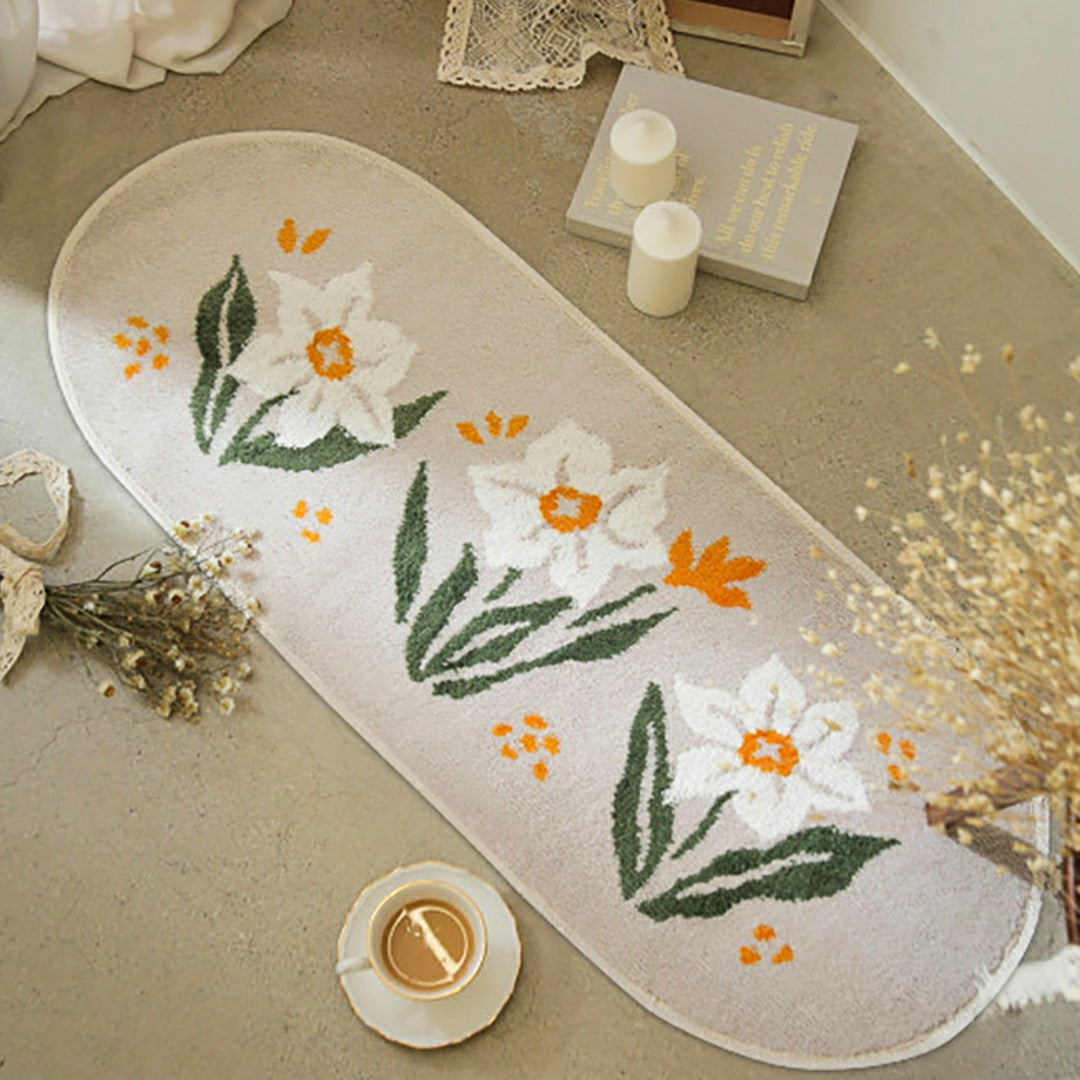 BlossomHaven - Eleganter ovaler Teppich mit Blumencharme für jeden Raum