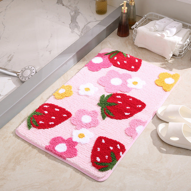BerryBliss - Yndig Erdbeer- und Blumen-Badematte