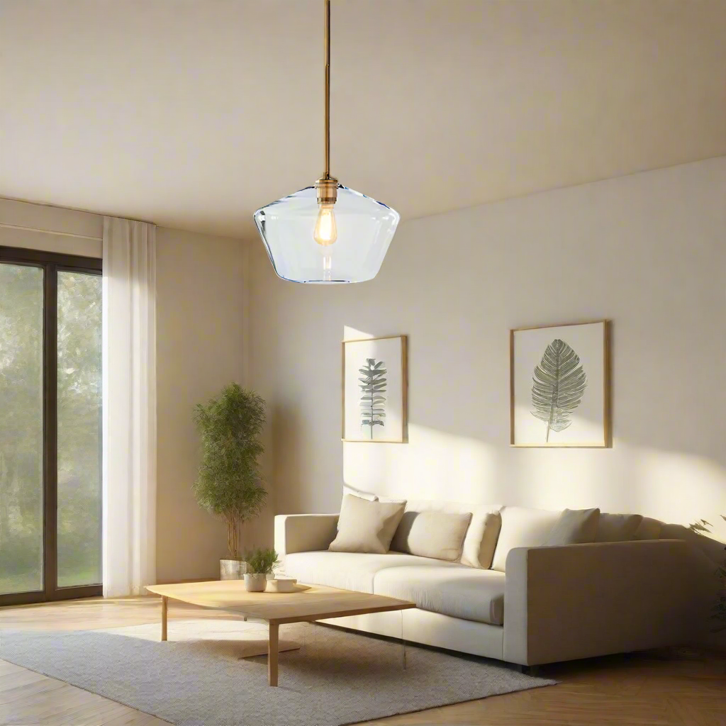 LumaGlow - Elegante Pendelleuchte aus klarem Glas mit Messingfinish