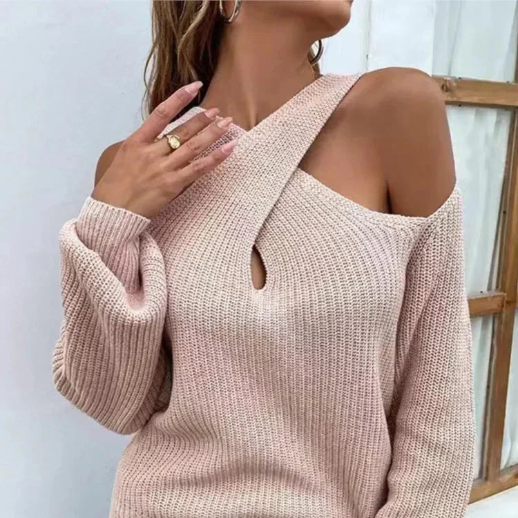 Isabella Lässiger Off-Shoulder Kreuzschnitt Pullover