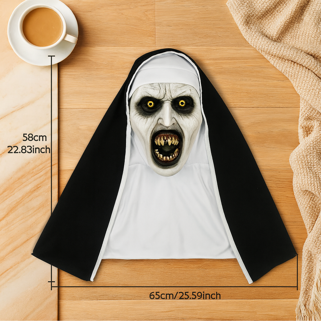 DarkVow Halloween Nonnenmaske – Horror-Latexmaske für Erwachsene