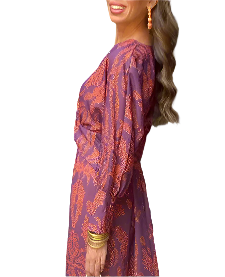 Donna - Langärmliges Midikleid mit V-Ausschnitt und Knoten vorne