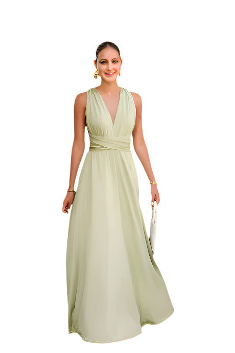 VersaGlam Elegante Convertible Abend Maxikleid – Fließend & Verstellbarer Sitz