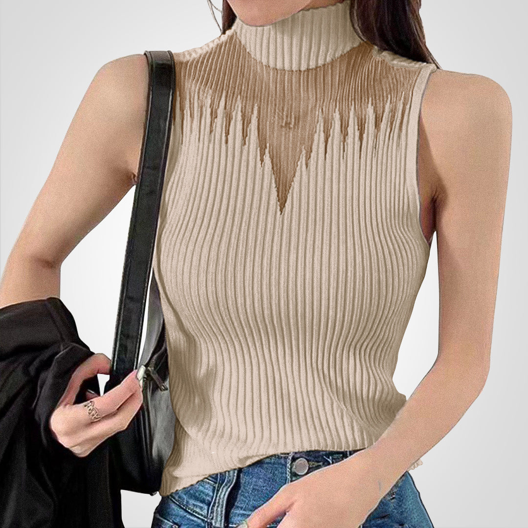 Eleganz | Transparentes Strick-Crop-Top mit Neckholder