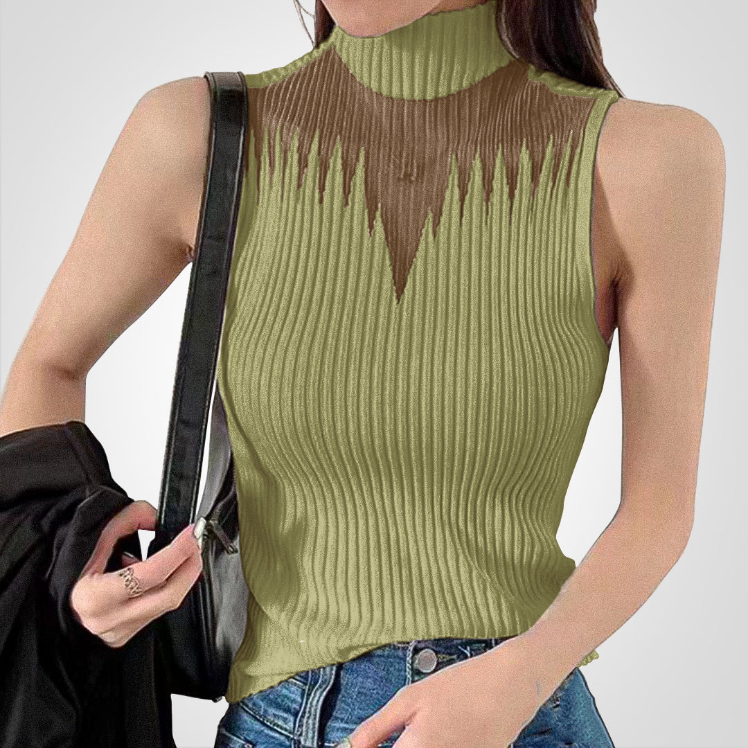 Eleganz | Transparentes Strick-Crop-Top mit Neckholder