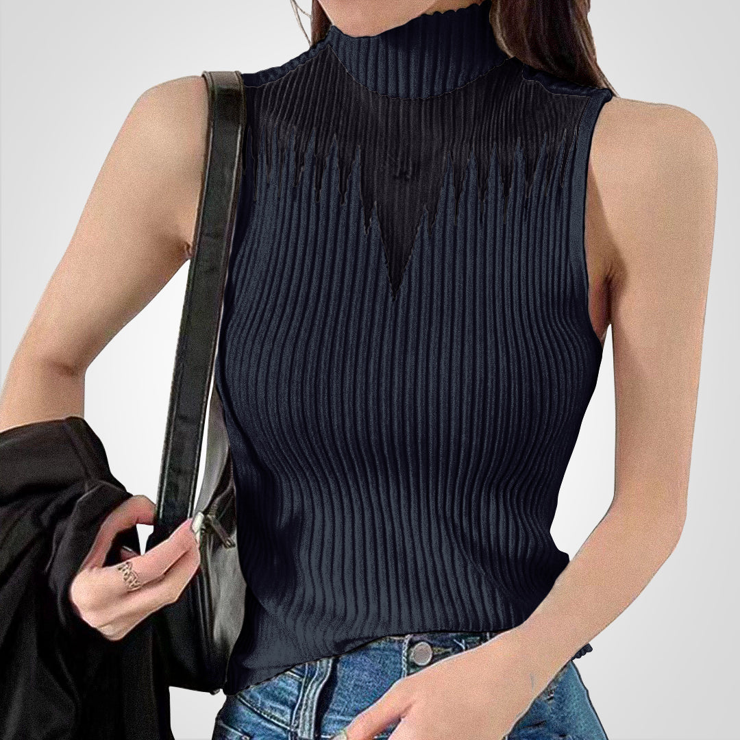 Eleganz | Transparentes Strick-Crop-Top mit Neckholder