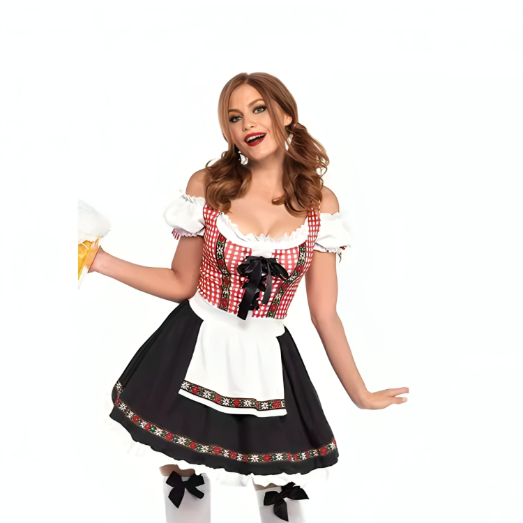 Elegantes Dirndl Damen – Mit Spitzenbesatz & Rückenschleife im traditionellen Bayern-Stil